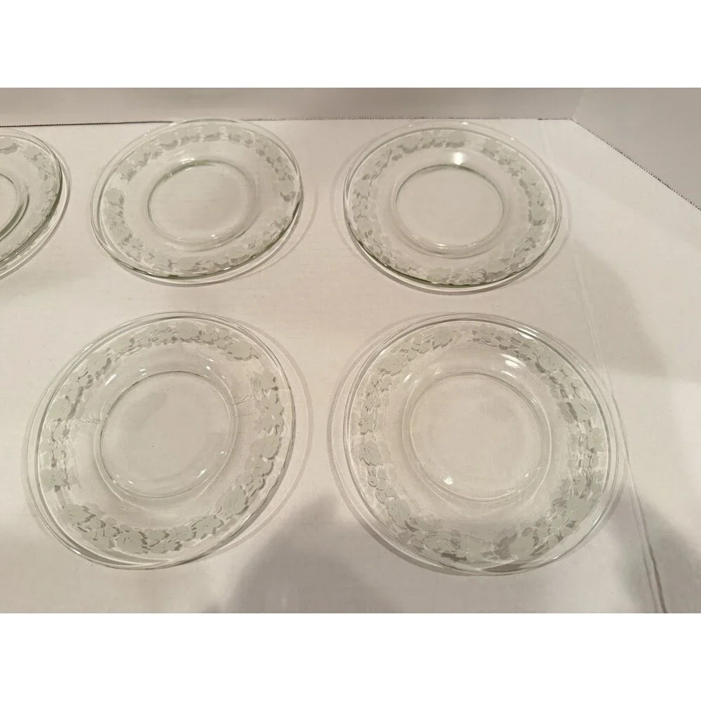 Vintage Anchor Hocking Gooseberry Clear Glass Dessert Plates – Set of 6
